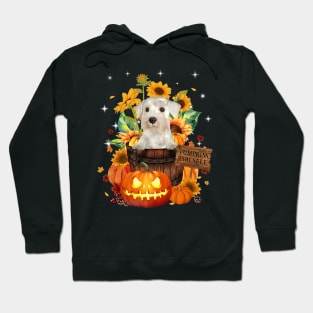 White Miniature Schnauzer Halloween Pumpkin Fall Bucket Hoodie